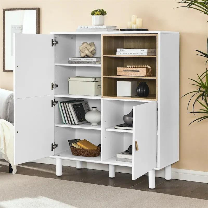 Buffet moderne blanc/bleu/rose avec pieds ronds – 1 unité