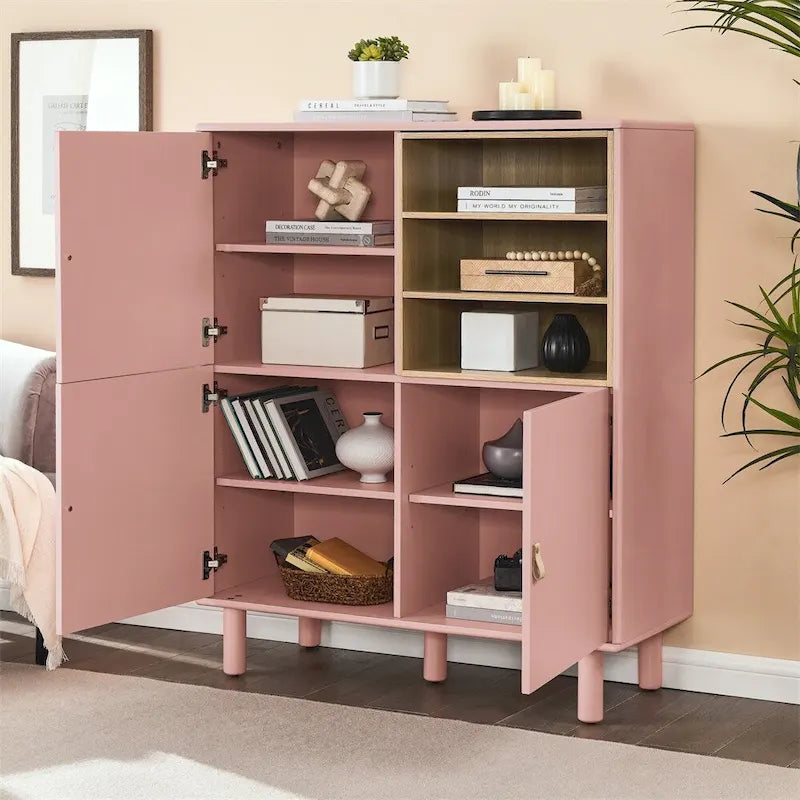 Buffet moderne blanc/bleu/rose avec pieds ronds – 1 unité
