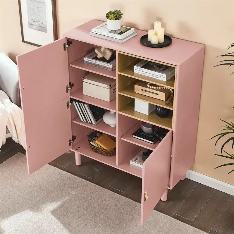 Buffet moderne blanc/bleu/rose avec pieds ronds – 1 unité