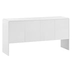 Buffet 4 portes blanc/crème abricot avec étagères réglables, ouverture par pression, montage par 1 personne
