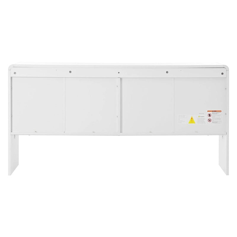 Buffet 4 portes blanc/crème abricot avec étagères réglables, ouverture par pression, montage par 1 personne