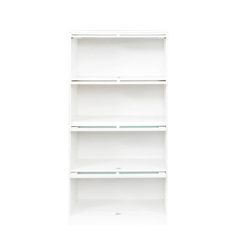 Meuble de rangement à porte vitrée noyer/blanc – Style abattant, assemblage par 1 personne