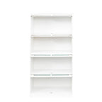 Meuble de rangement à porte vitrée noyer/blanc – Style abattant, assemblage par 1 personne