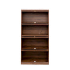 Meuble de rangement à porte vitrée noyer/blanc – Style abattant, assemblage par 1 personne