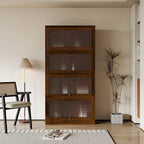 Meuble de rangement à porte vitrée noyer/blanc – Style abattant, assemblage par 1 personne