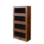 Meuble de rangement à porte vitrée noyer/blanc – Style abattant, assemblage par 1 personne