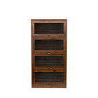 Meuble de rangement à porte vitrée noyer/blanc – Style abattant, assemblage par 1 personne