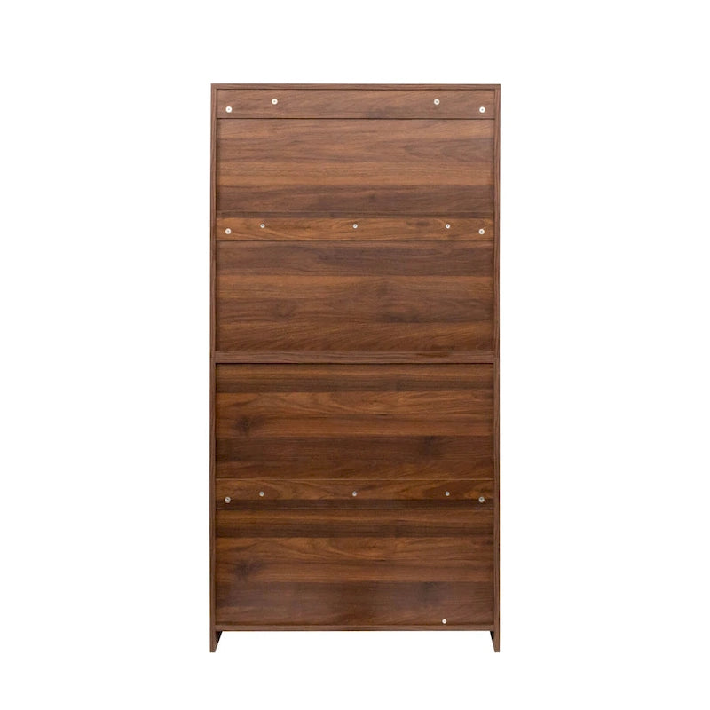 Meuble de rangement à porte vitrée noyer/blanc – Style abattant, assemblage par 1 personne