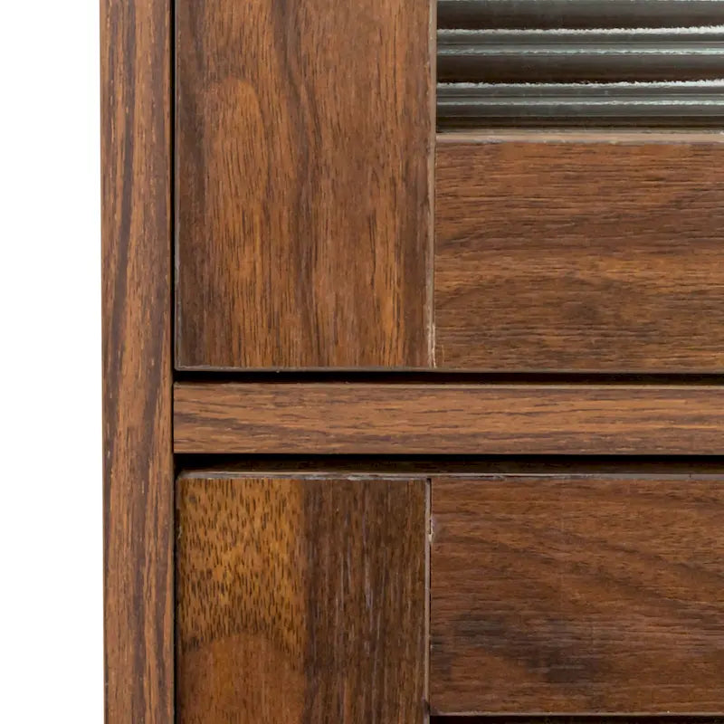 Meuble de rangement à porte vitrée noyer/blanc – Style abattant, assemblage par 1 personne