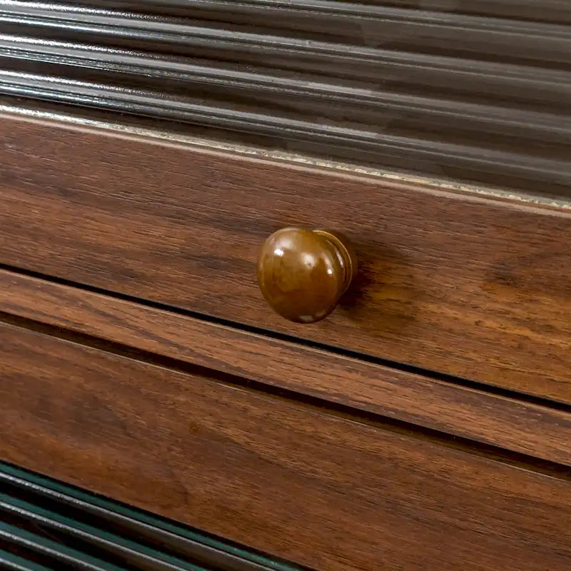 Meuble de rangement à porte vitrée noyer/blanc – Style abattant, assemblage par 1 personne