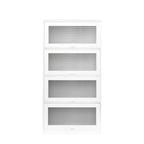 Meuble de rangement à porte vitrée noyer/blanc – Style abattant, assemblage par 1 personne