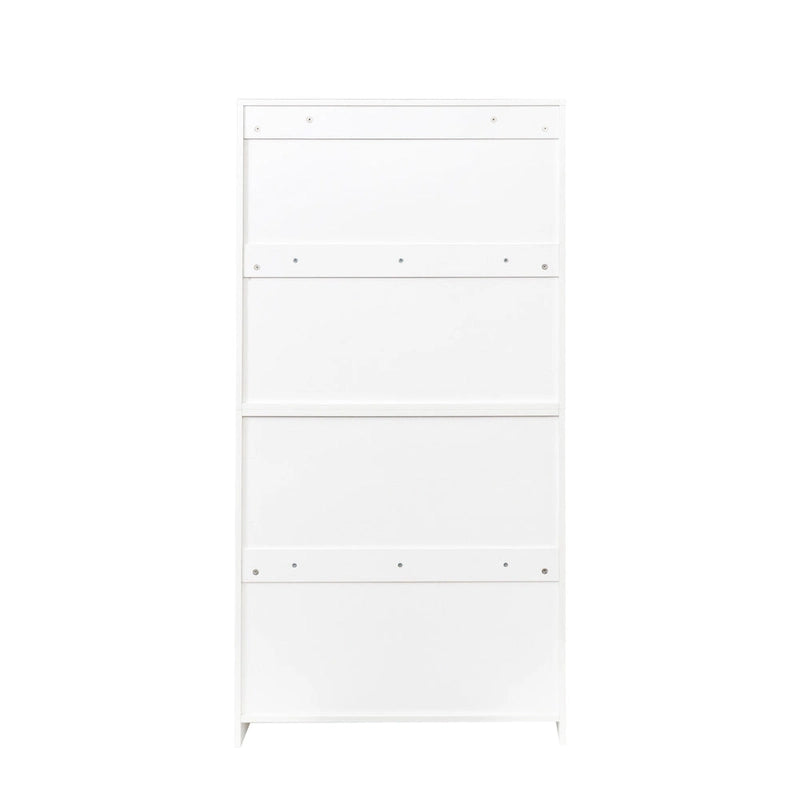 Meuble de rangement à porte vitrée noyer/blanc – Style abattant, assemblage par 1 personne