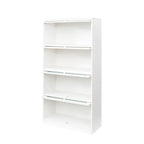Meuble de rangement à porte vitrée noyer/blanc – Style abattant, assemblage par 1 personne