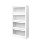 Meuble de rangement à porte vitrée noyer/blanc – Style abattant, assemblage par 1 personne