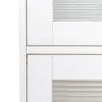 Meuble de rangement à porte vitrée noyer/blanc – Style abattant, assemblage par 1 personne