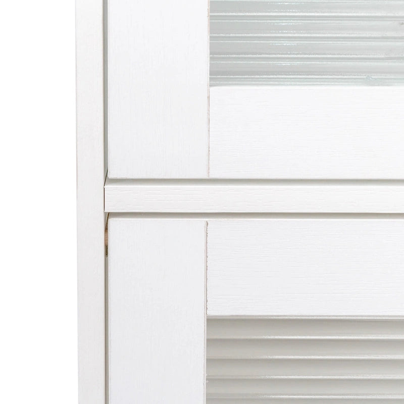 Meuble de rangement à porte vitrée noyer/blanc – Style abattant, assemblage par 1 personne