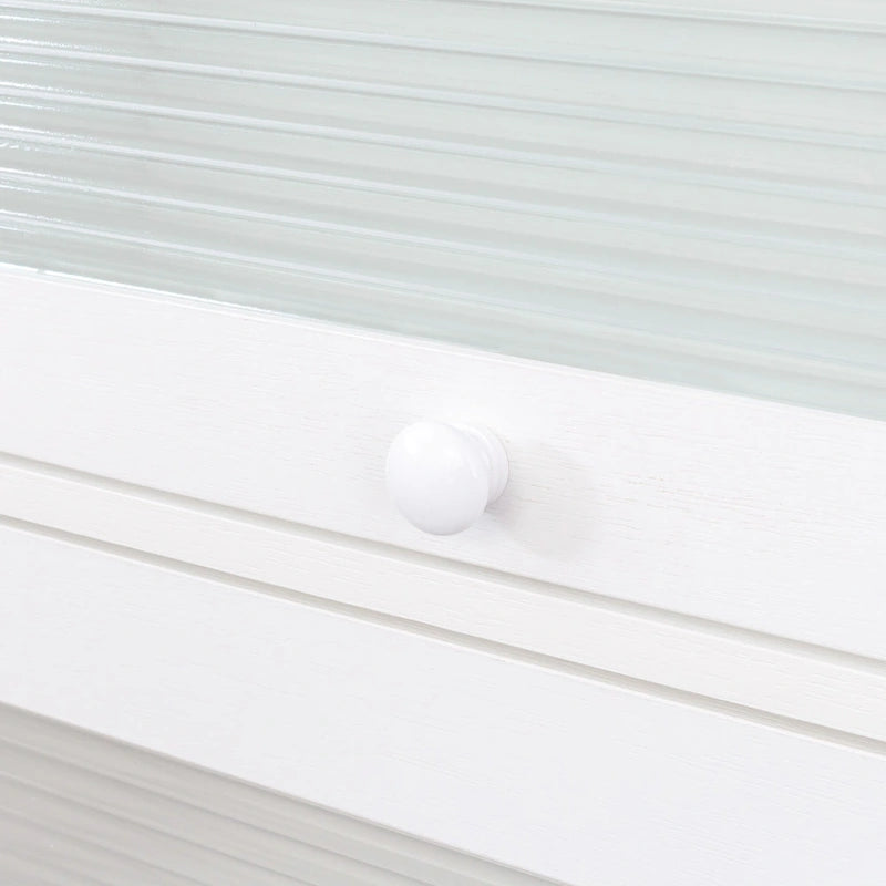 Meuble de rangement à porte vitrée noyer/blanc – Style abattant, assemblage par 1 personne