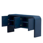 Meuble de rangement 4 portes rayé noir / bleu marine / blanc