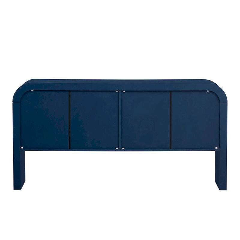 Meuble de rangement 4 portes rayé noir / bleu marine / blanc