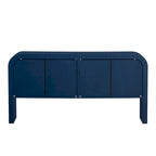 Meuble de rangement 4 portes rayé noir / bleu marine / blanc