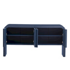 Meuble de rangement 4 portes rayé noir / bleu marine / blanc