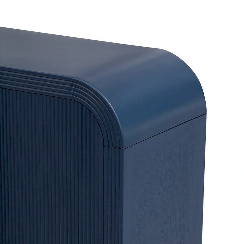 Meuble de rangement 4 portes rayé noir / bleu marine / blanc