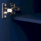 Meuble de rangement 4 portes rayé noir / bleu marine / blanc