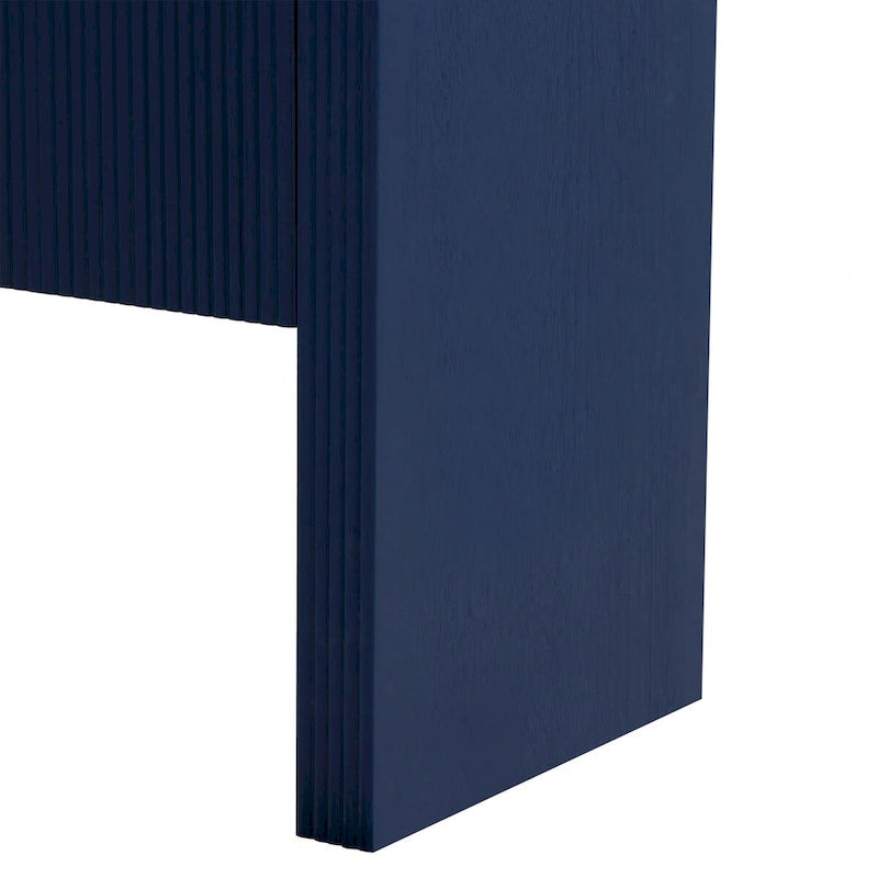 Meuble de rangement 4 portes rayé noir / bleu marine / blanc