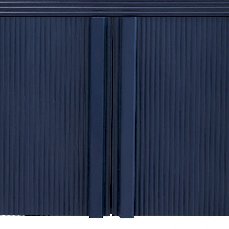 Meuble de rangement 4 portes rayé noir / bleu marine / blanc