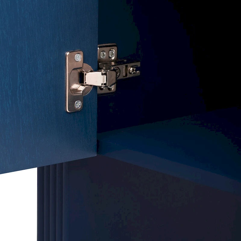 Meuble de rangement 4 portes rayé noir / bleu marine / blanc