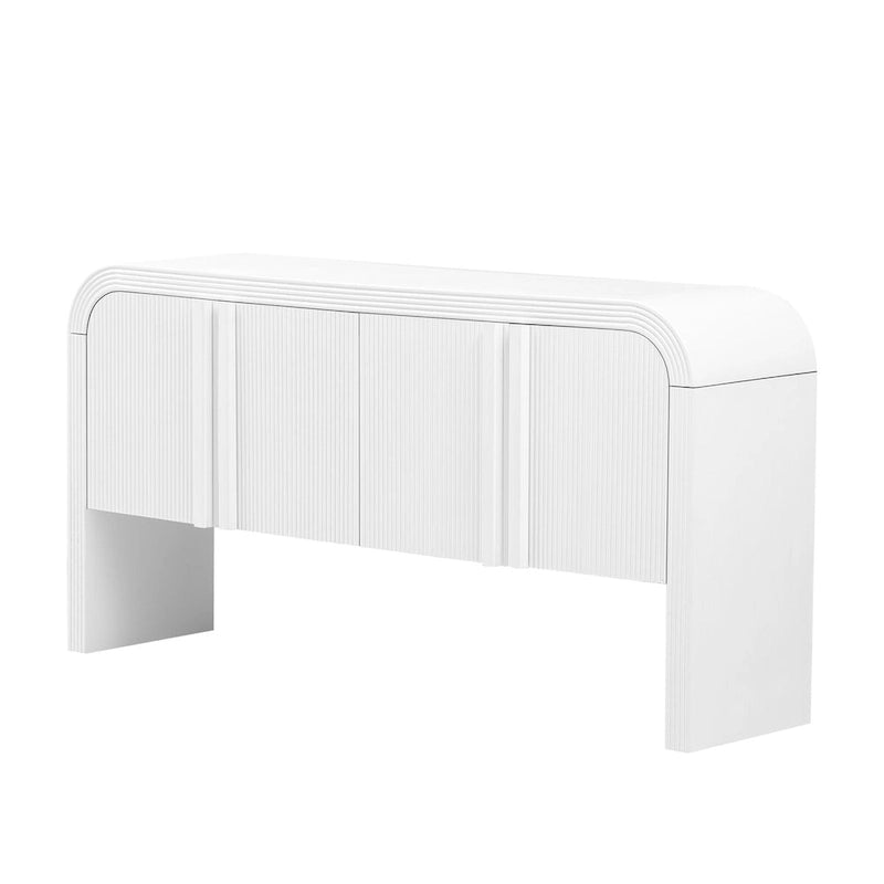 Meuble de rangement 4 portes rayé noir / bleu marine / blanc