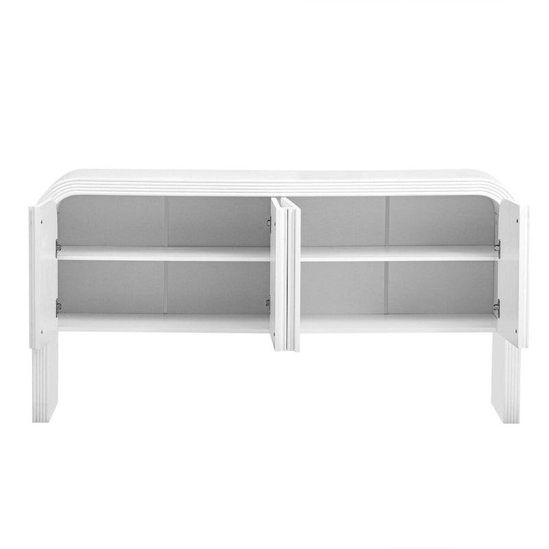 Meuble de rangement 4 portes rayé noir / bleu marine / blanc