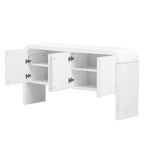 Meuble de rangement 4 portes rayé noir / bleu marine / blanc