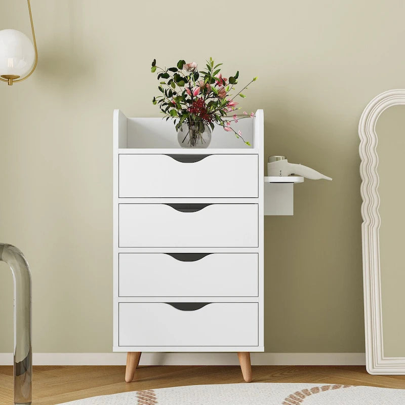 Meuble de rangement de salon à 4 tiroirs Blanc / Rose pour 1 styliste