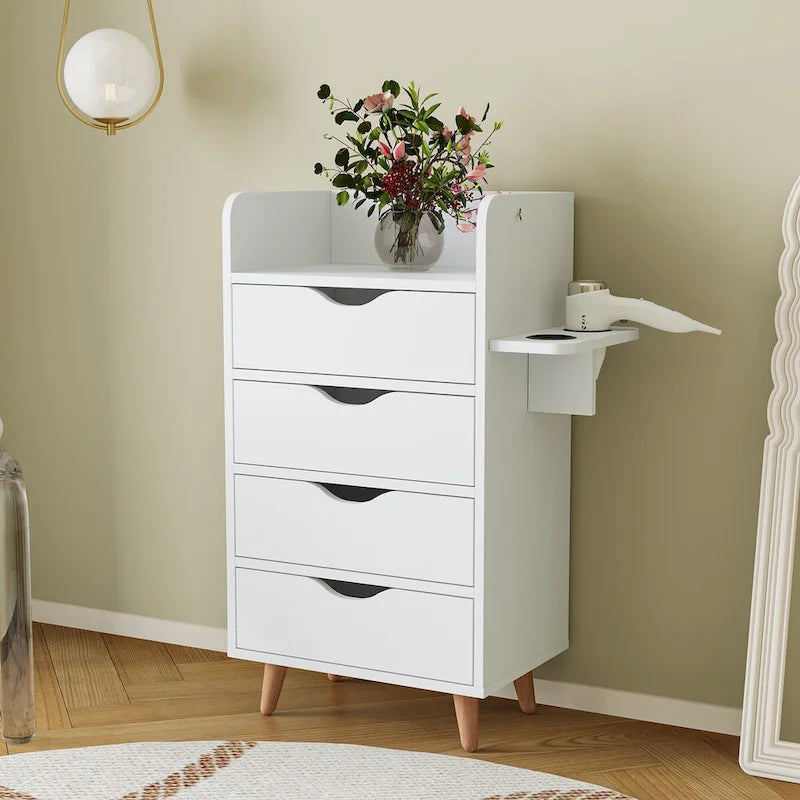 Meuble de rangement de salon à 4 tiroirs Blanc / Rose pour 1 styliste