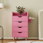 Meuble de rangement de salon à 4 tiroirs Blanc / Rose pour 1 styliste