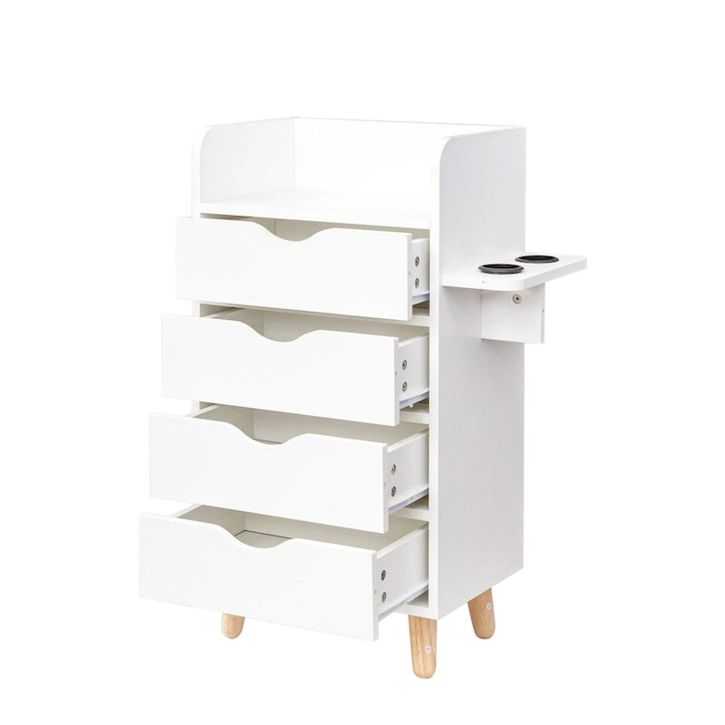 Meuble de rangement de salon à 4 tiroirs Blanc / Rose pour 1 styliste