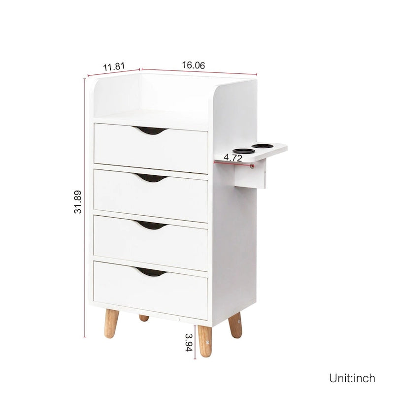 Meuble de rangement de salon à 4 tiroirs Blanc / Rose pour 1 styliste
