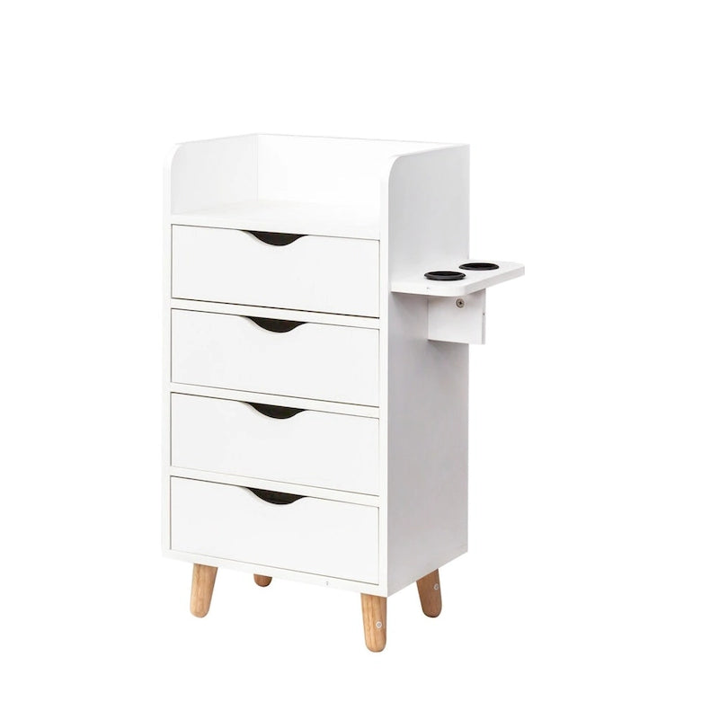 Meuble de rangement de salon à 4 tiroirs Blanc / Rose pour 1 styliste