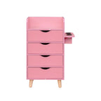 Meuble de rangement de salon à 4 tiroirs Blanc / Rose pour 1 styliste