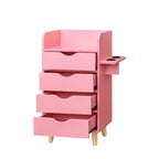 Meuble de rangement de salon à 4 tiroirs Blanc / Rose pour 1 styliste