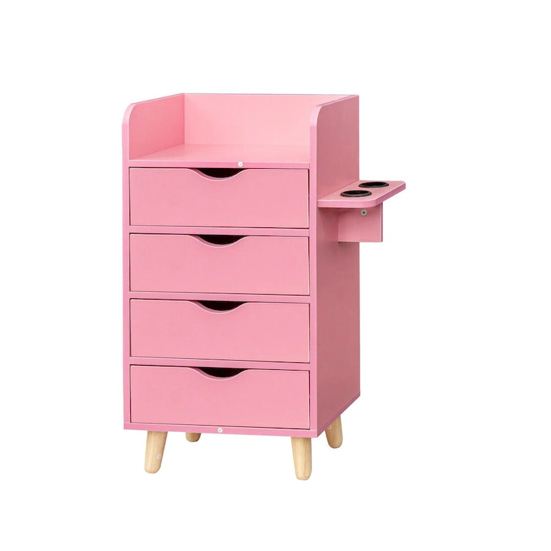 Meuble de rangement de salon à 4 tiroirs Blanc / Rose pour 1 styliste