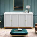 Bahut 4 portes gris clair et noir | Style moderne | Pour salon et salle à manger
