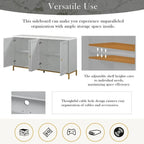 Bahut 4 portes gris clair et noir | Style moderne | Pour salon et salle à manger