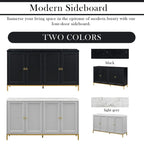 Bahut 4 portes gris clair et noir | Style moderne | Pour salon et salle à manger