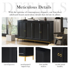 Bahut 4 portes gris clair et noir | Style moderne | Pour salon et salle à manger