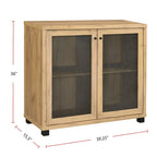 Meuble d'appoint 2 portes, Chêne doré et noir, Grille métallique, Pieds en acier