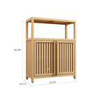 Meuble de rangement au sol en bambou naturel avec 2 portes à persiennes, assemblage par 1 personne