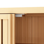 Meuble de rangement au sol en bambou naturel avec 2 portes à persiennes, assemblage par 1 personne