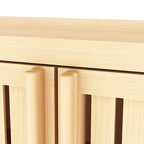 Meuble de rangement au sol en bambou naturel avec 2 portes à persiennes, assemblage par 1 personne